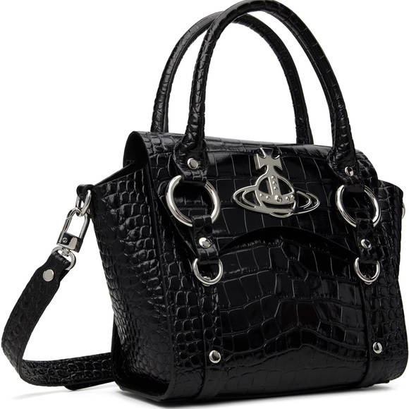 Vivienne Westwood Black Croc-Embossed small bag - Picture 2 of 9